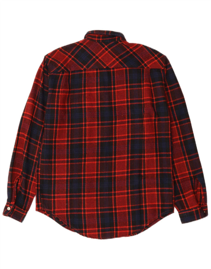 Vintage Herren Flanellhemd Mittelrot kariert aus Baumwolle