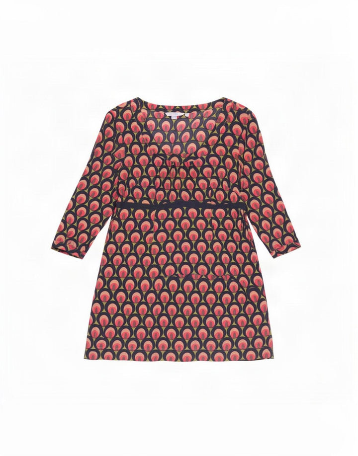 Boden Damen-Basic-Kleid mit abstraktem Muster, Größe 44, mehrfarbig