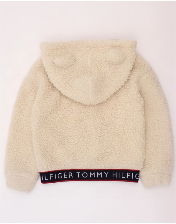 Tommy Hilfiger Fleecejacke mit Grafik für Mädchen, 4–5 Jahre, gebrochenes Weiß, Farbblock