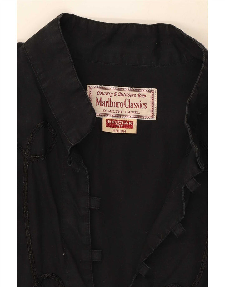 Marlboro Classics Langarm-Tunika-Oberteil für Damen, UK 14, Mittel, Schwarz, Paisleymuster