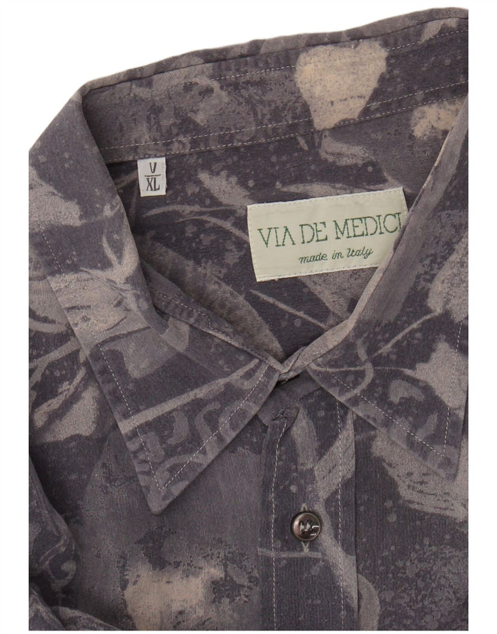 VINTAGE Herren Kurzarmhemd mit abstraktem Muster XL Blau