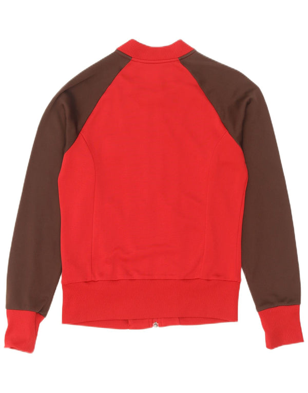 Adidas Damen Trainingsanzug Top Jacke IT 38 XS Rot Colourblock Polyamid