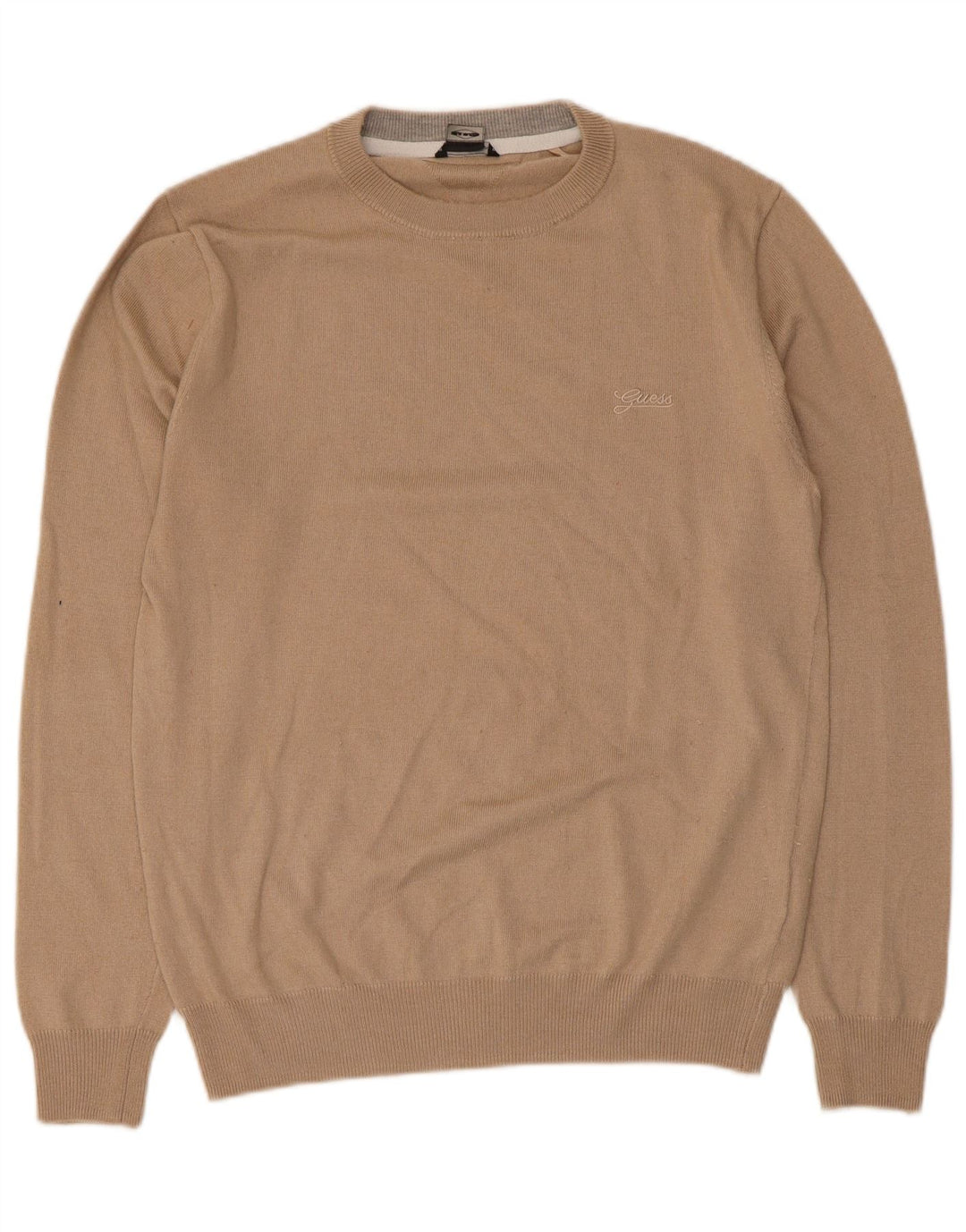 Guess Herren-Pullover mit Rundhalsausschnitt, mittelbeigefarbenes Polyamid
