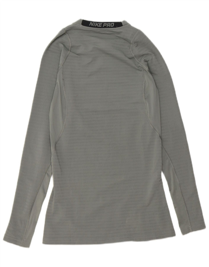 Nike Herren Dri Fit Graphic Top Langarm UK 14 Mittelgraues Polyester