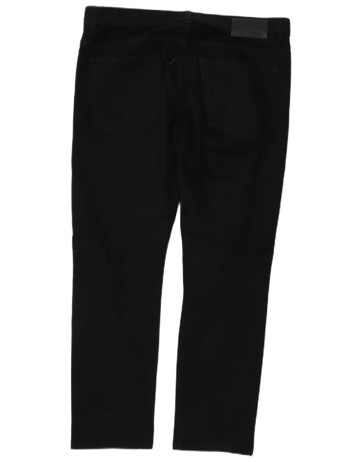 HUGO BOSS Herren Straight Jeans W36 L29 Schwarze Baumwolle