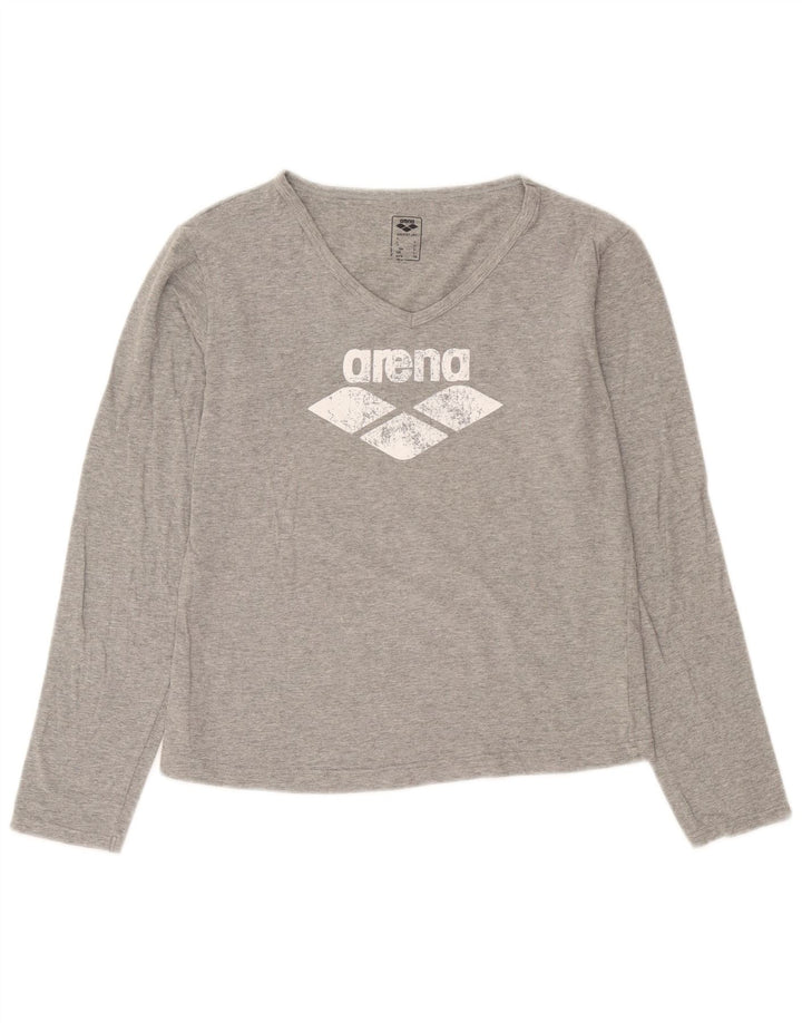 Arena Womens Graphic Top Langarm UK 14 Large Grau meliert