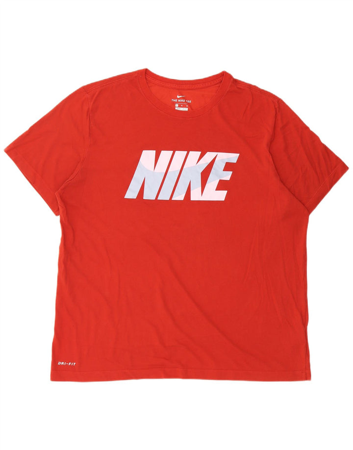 Nike Herren Dri Fit Graphic T-Shirt Top XL aus roter Baumwolle