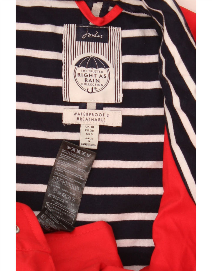 Joules Damen Übergroße Regenjacke UK 10 Small Rot Baumwolle