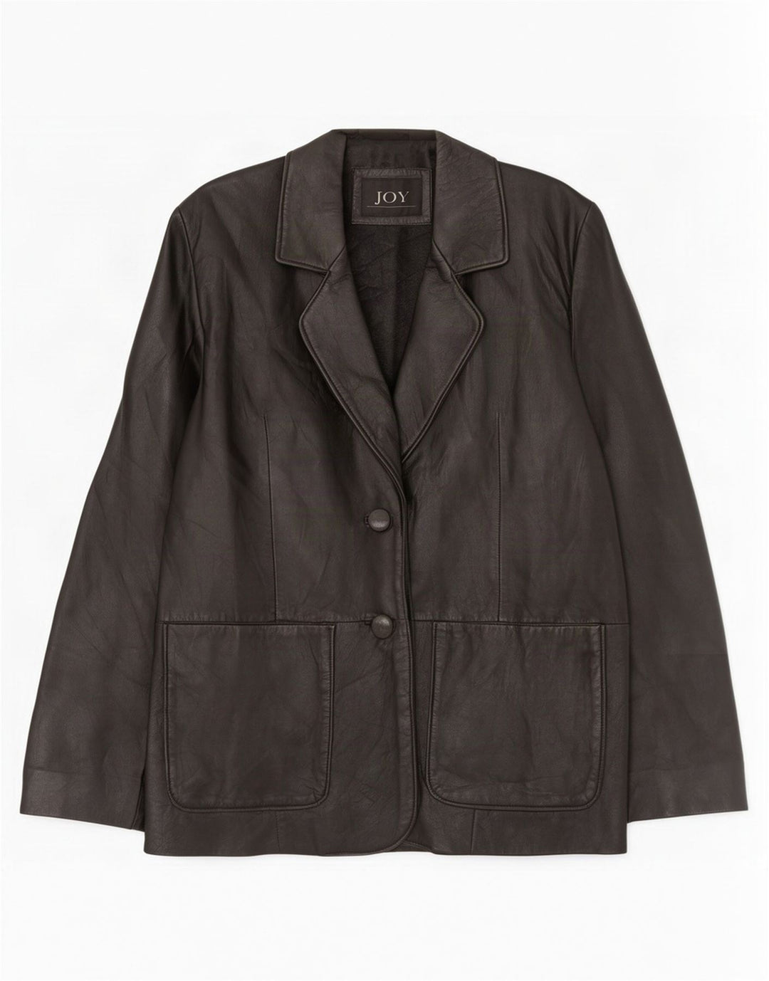 Joy Damen 2-Knopf-Lederblazerjacke EU 42 Large Schwarz
