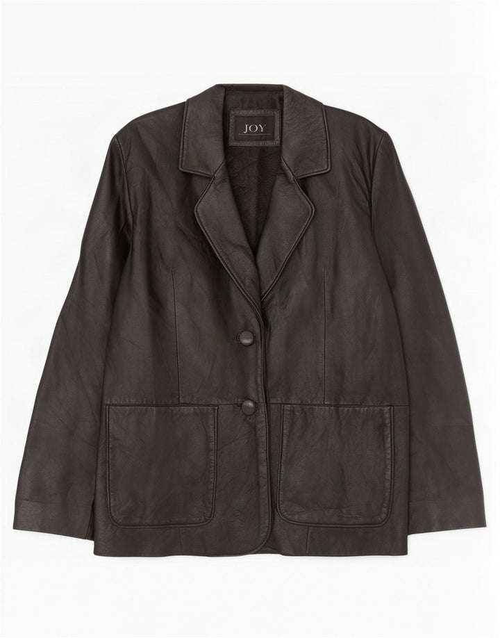 Joy Damen 2-Knopf-Lederblazerjacke EU 42 Large Schwarz