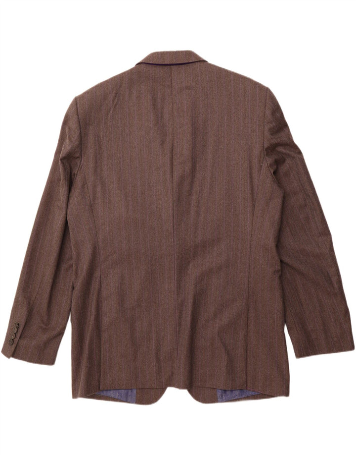 TED BAKER Mens 2 Button Blazer Jacket UK 42 XL Brown Pinstripe Wool