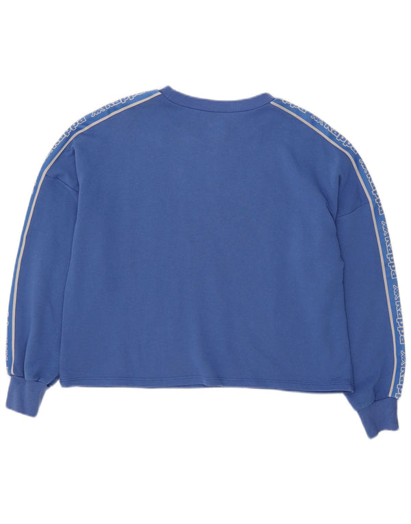 Kappa Damen Tezenis Crop Graphic Sweatshirt Pullover UK 12 Mittelblau