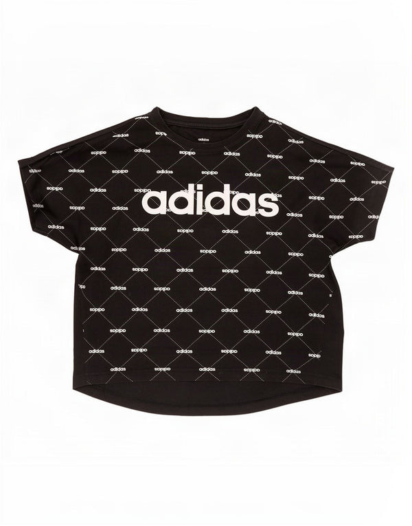 Adidas Womens Oversized Graphic T-Shirt Top UK 8/10 Small Black Cotton