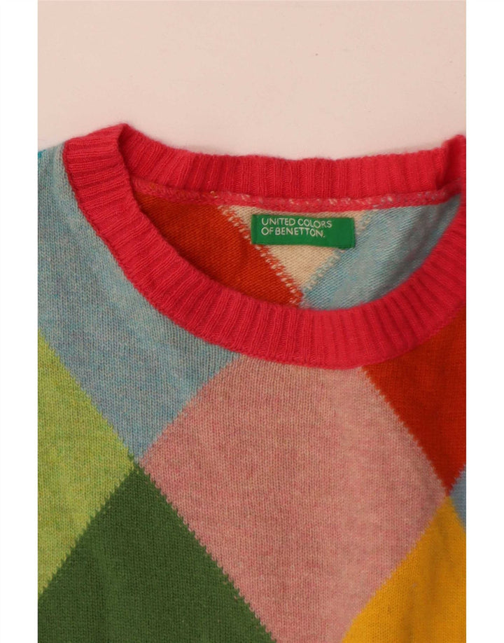 Benetton Damen-Pullover mit Rundhalsausschnitt, Gr. 42, Größe L, mehrfarbig