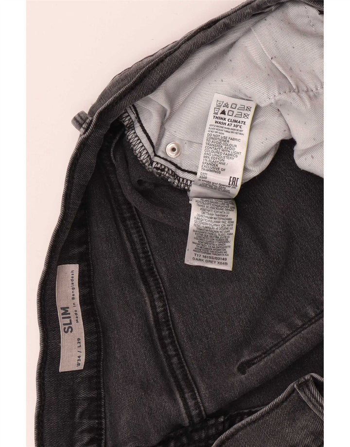 Marks & Spencer Slim-Jeans für Herren, W34, L29, graue Baumwolle