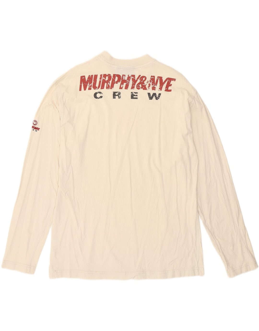 Murphy & Nye Herren-Oberteil mit Grafik, langärmlig, Größe S, weiße Baumwolle