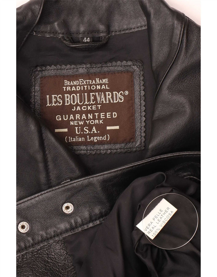 Les Boulevards Damen Lederjacke IT 44 Medium Schwarz