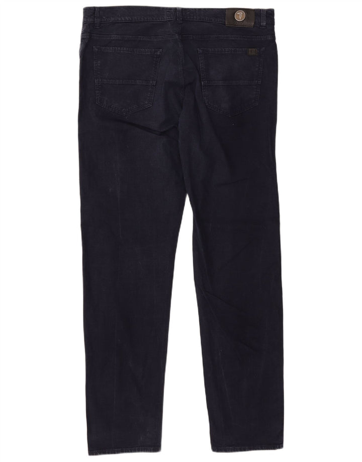 Trussardi Herren Tapered Freizeithose W38 L33 Marineblau mit Hahnentrittmuster