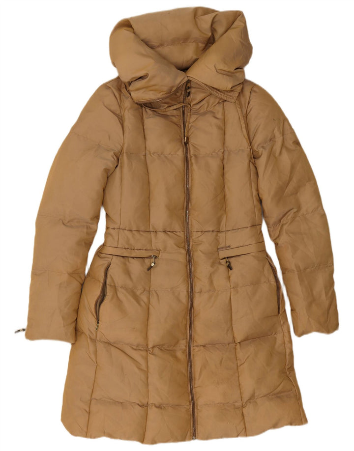 Zara Damen Wattierter Mantel UK 10 Small Braunes Nylon