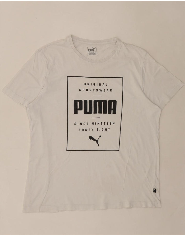 PUMA Mens Graphic T-Shirt Top XL White Vintage Puma and Second-Hand Puma from Messina Hembry 