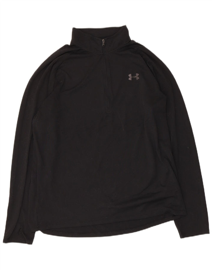 Under Armour Herren-Pullover-Trainingsanzugoberteil mit Reißverschluss und Halsausschnitt, groß, aus schwarzem Polyester