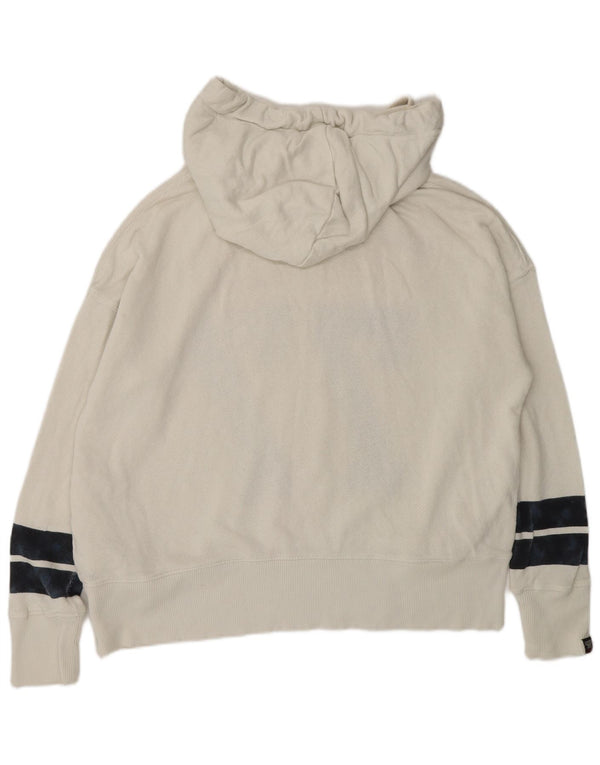 Superdry Womens Graphic Oversized Hoodie Pullover UK 10 Small Weiße Baumwolle