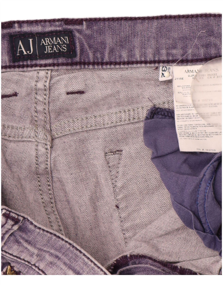 ARMANI Damen Straight Jeans W32 L29 Lila Baumwolle