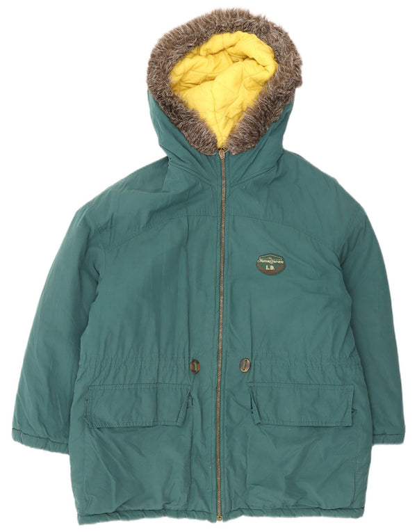 Vintage Damen Kapuzenparka Jacke UK 16 Groß Grün