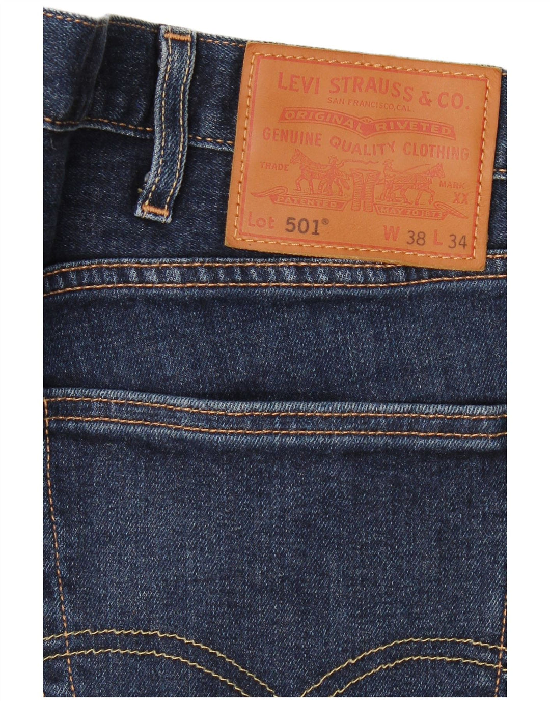 LEVI'S Herren 501 Straight Jeans W38 L34 Marineblaue Baumwolle