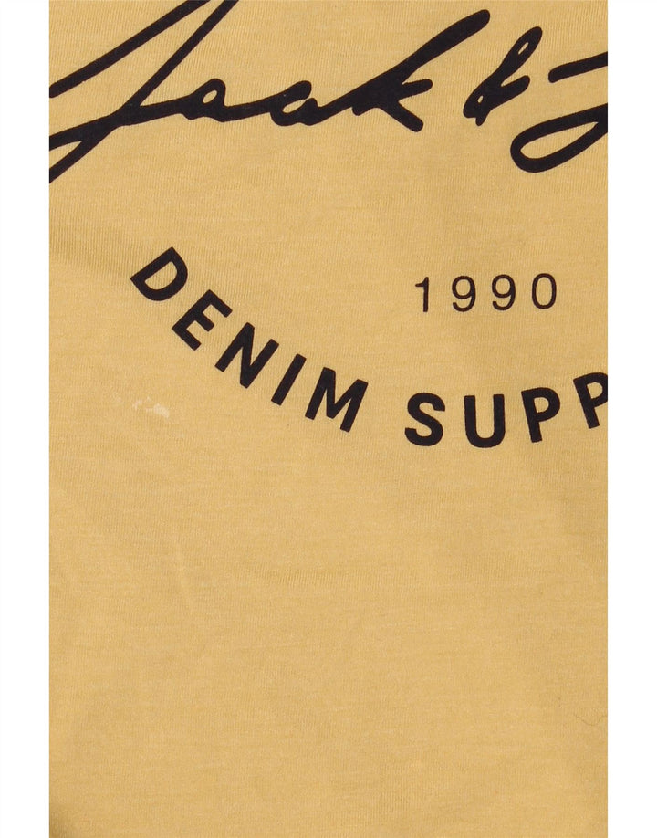JACK & JONES Herren Denizen Graphic T-Shirt Top Small Gelb Baumwolle
