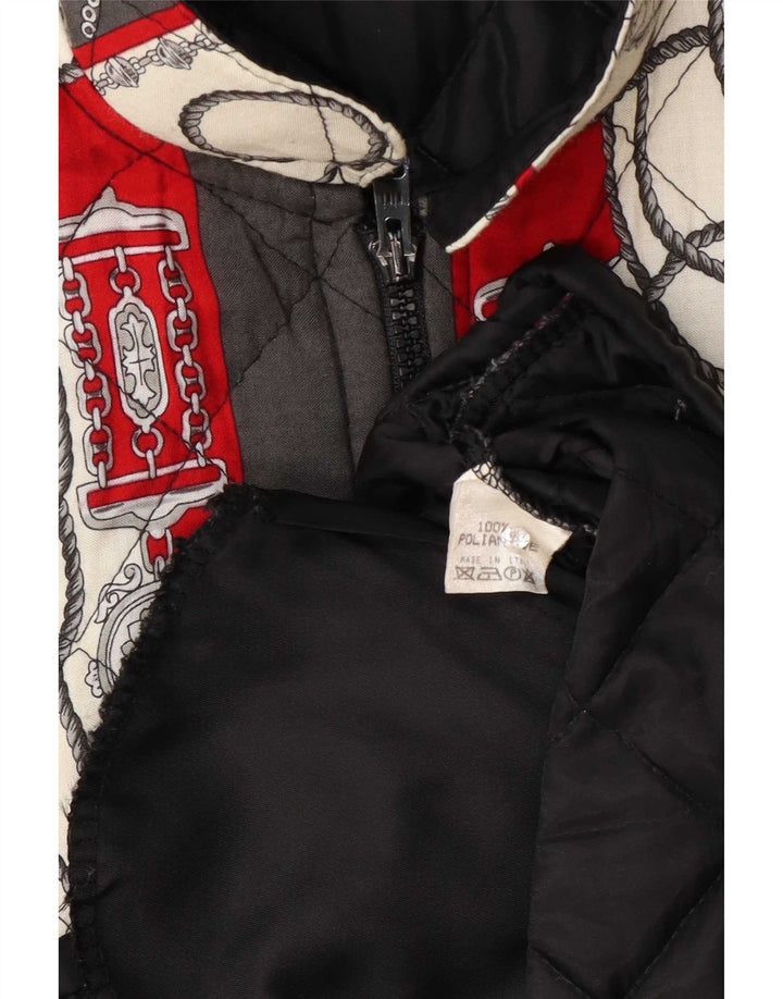 Vintage Damen Steppweste mit abstraktem Muster, UK 14, groß, mehrfarbig