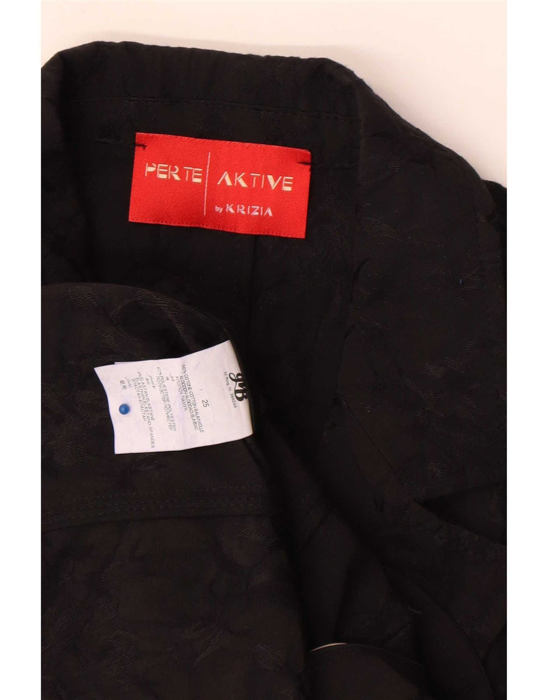 Perte by Krizia Damen-Blazerjacke mit 2 Knöpfen, Größe 25, groß, schwarz geblümt