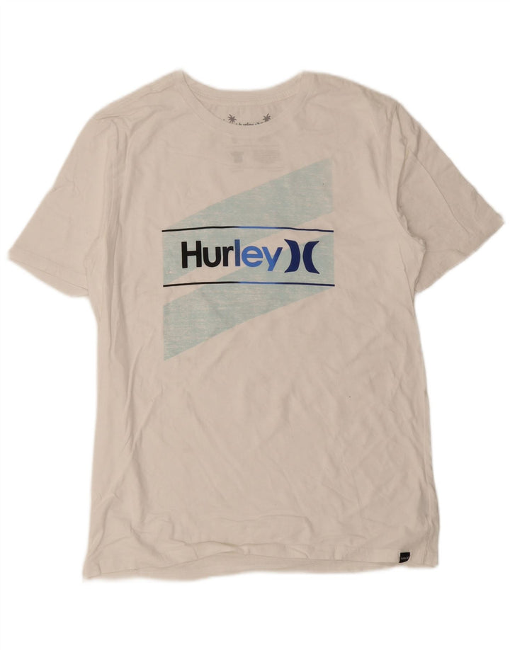 Hurley Herren-T-Shirt mit Grafik, Größe S, weiße Baumwolle