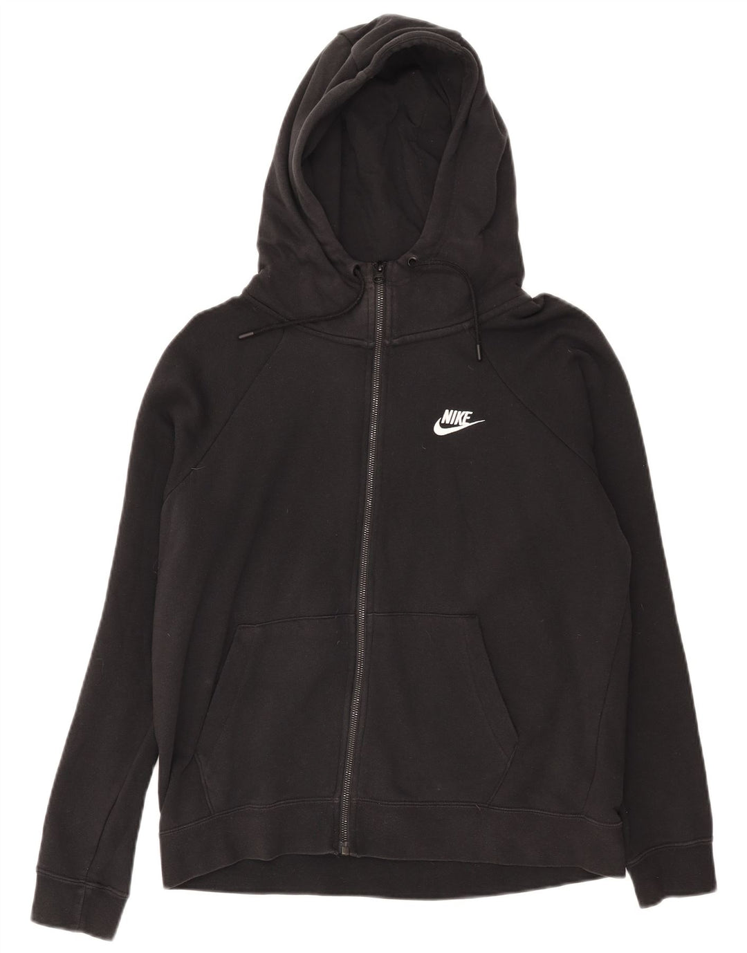 NIKE Mens Zip Hoodie Sweater Medium Black Cotton