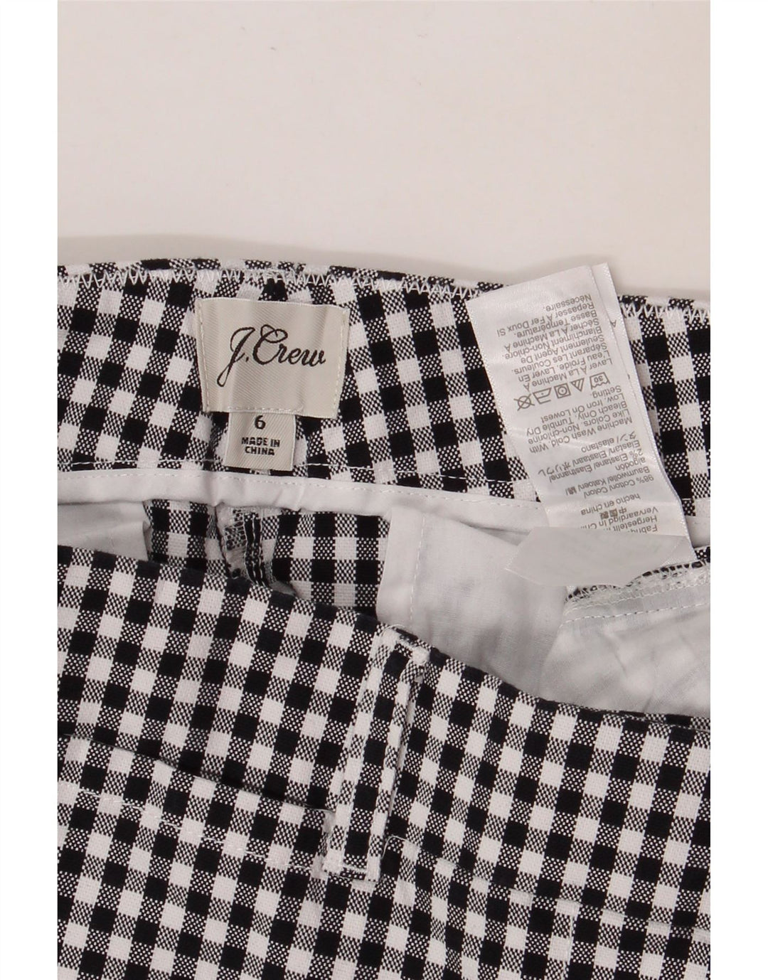 J. CREW Damen Chinoshorts US 6 Medium W30 Schwarze Gingham-Baumwolle