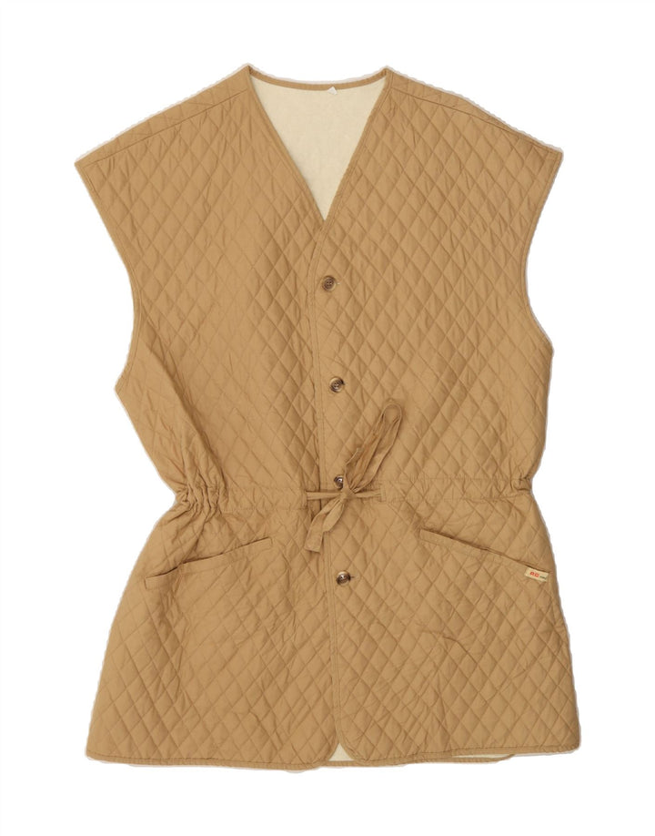 VINTAGE Womens Quilted Gilet IT 52 2XL Beige Cotton Vintage Vintage and Second-Hand Vintage from Messina Hembry 
