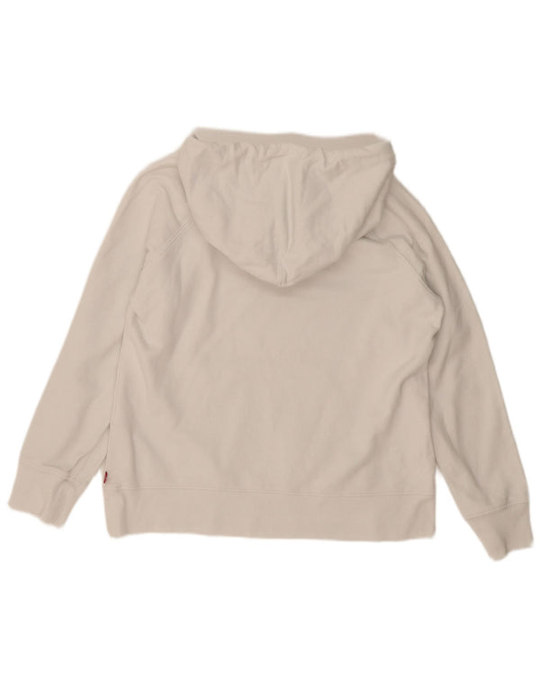 Levi's Damen-Pullover mit übergroßem Kapuzenpullover, Größe UK 6, XS, weiße Baumwolle