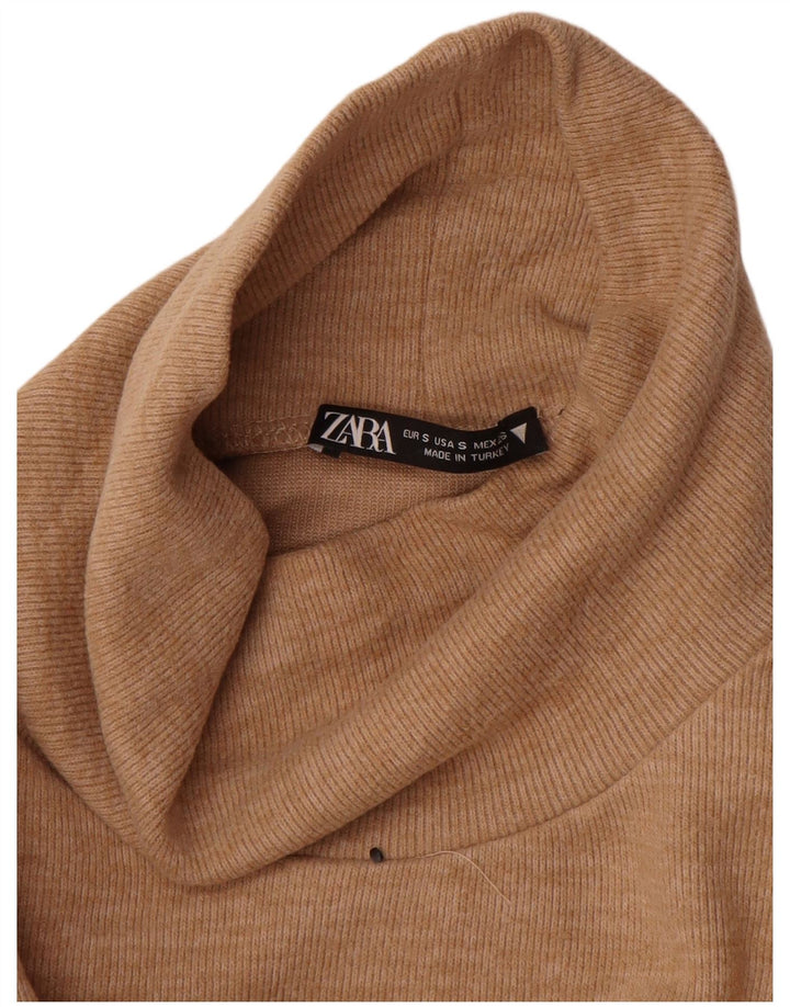 Zara Damen Weste Top UK 8 Small Beige Baumwolle
