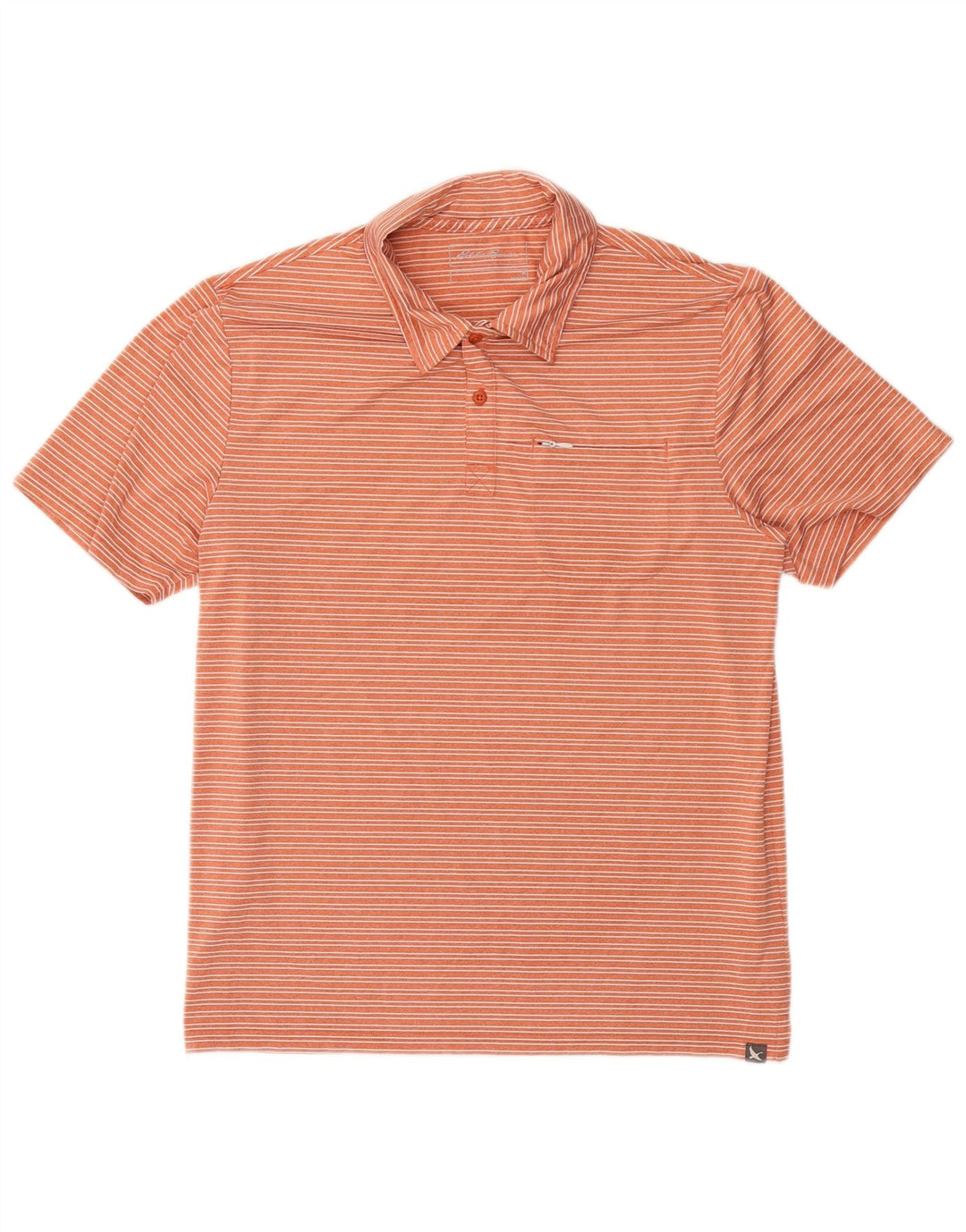 Eddie Bauer Herren-Poloshirt, mittelorange gestreift, Polyester