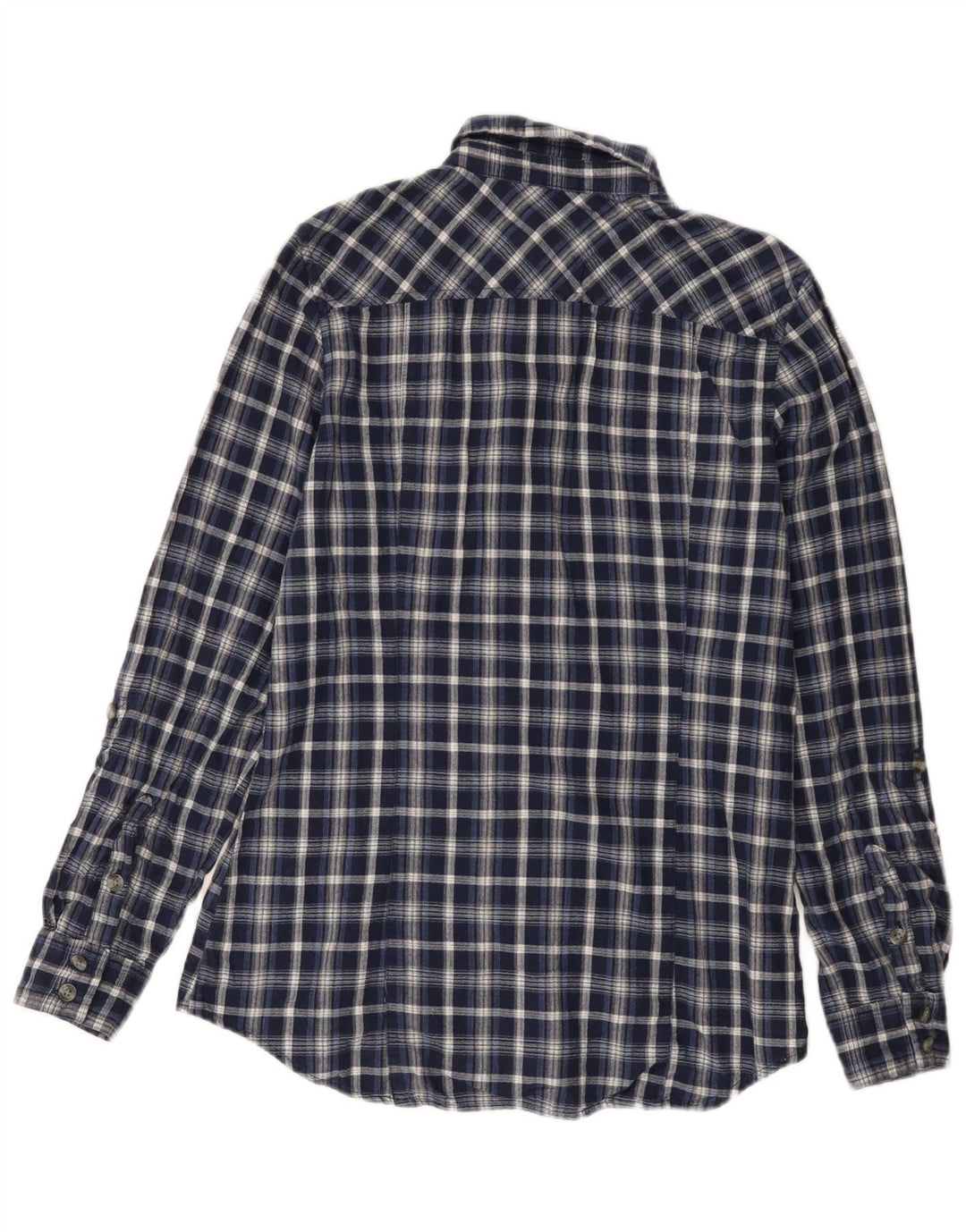 Eddie Bauer Damen Flanellhemd UK 14 Medium Navy Blue Check Baumwolle