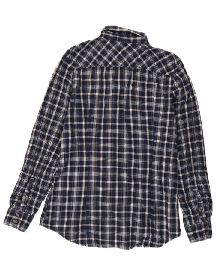Eddie Bauer Damen Flanellhemd UK 14 Medium Navy Blue Check Baumwolle