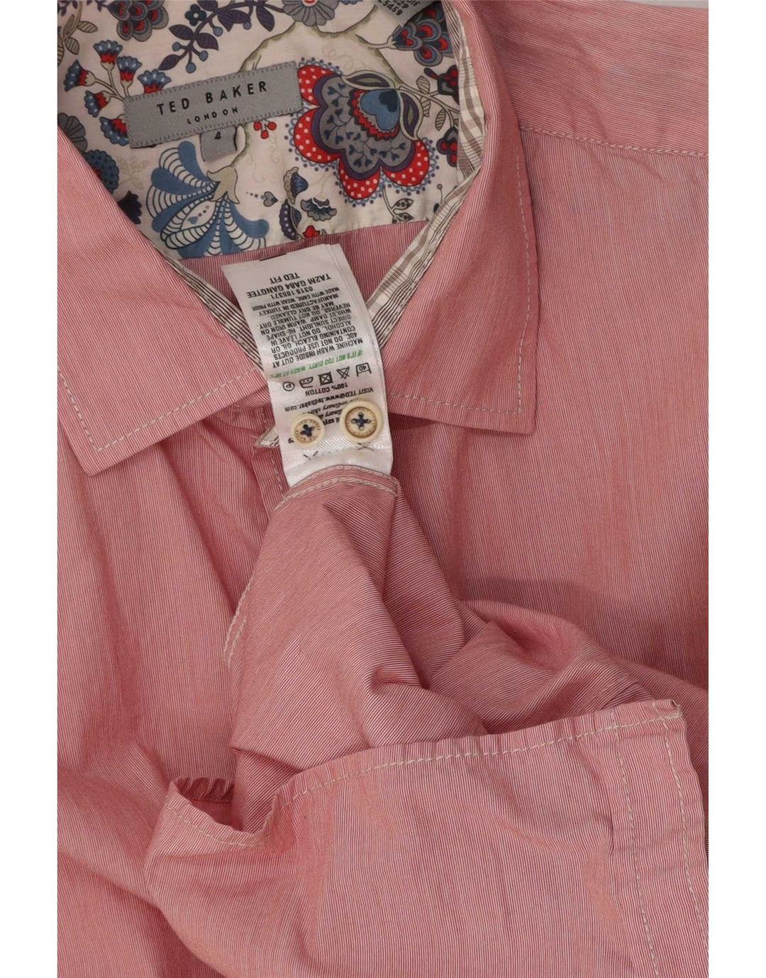 Ted Baker Herrenhemd, Größe 4, groß, rosa Baumwolle