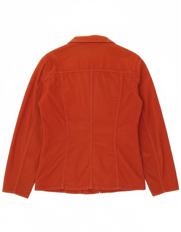 Benetton Damen Cordhemd UK 14 Mittelorange Baumwolle