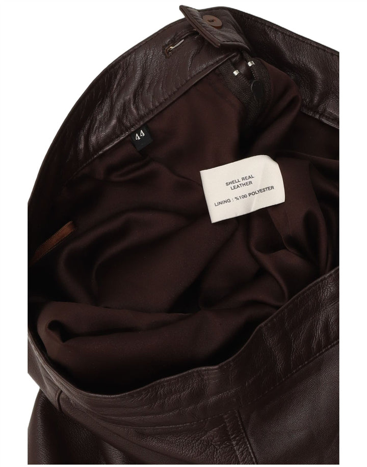 VINTAGE Damen Lederrock IT 44 Medium W28 Braunes Leder