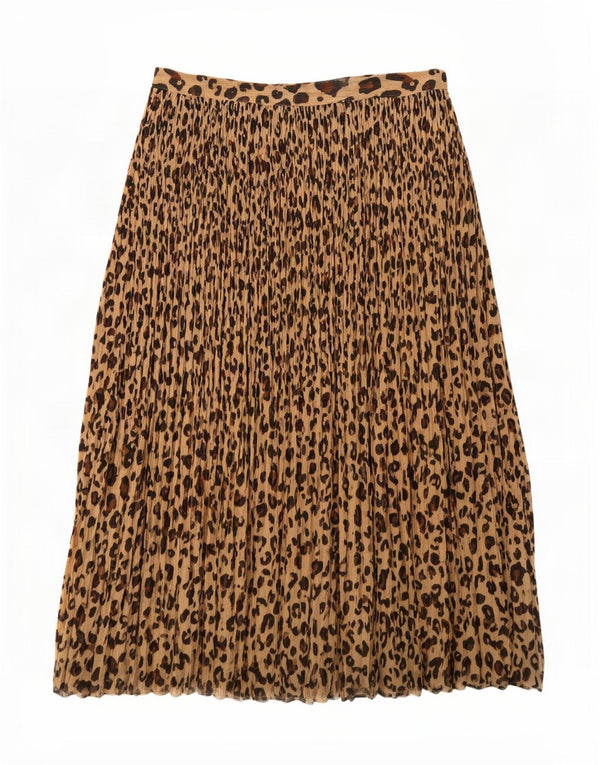 Marks & Spencer Damen A-Linienrock UK 12 Medium W30 Beige Animal Print