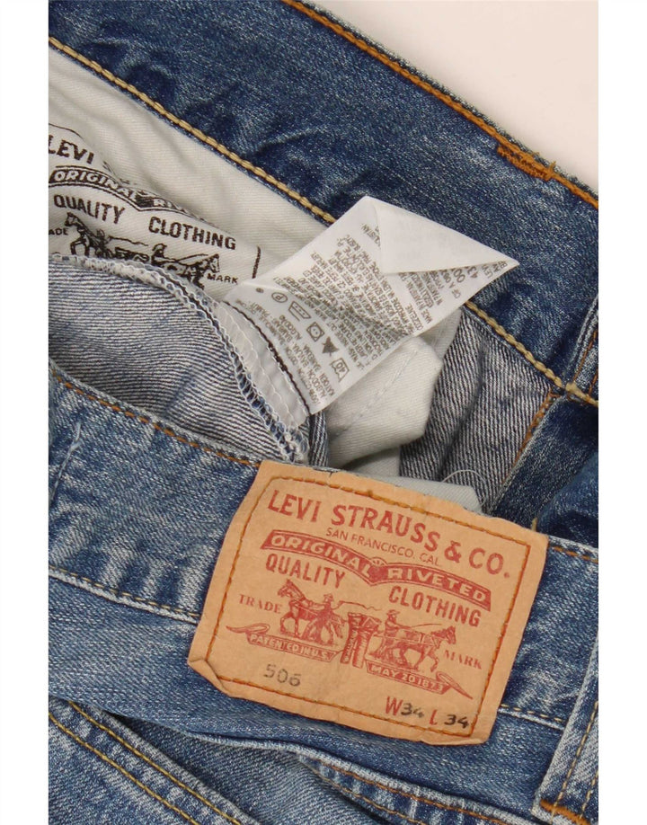 Levi's Herren 506 Straight Jeans W34 L29 Blaue Baumwolle