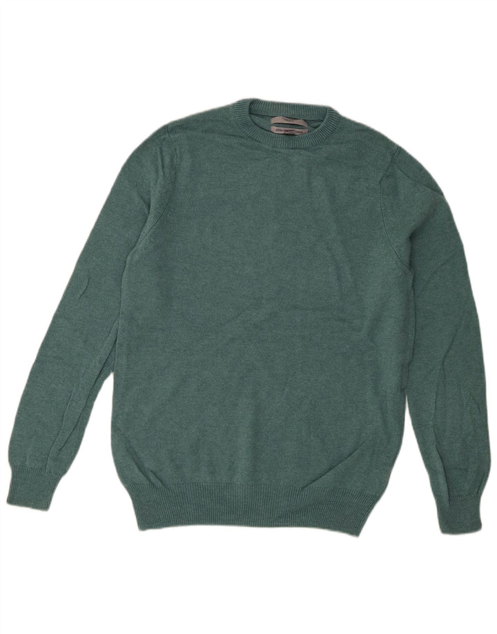 Marks & Spencer Herren-Pullover mit Rundhalsausschnitt, mittelgrüne Lammwolle
