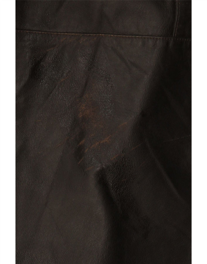 Privilegi Damen-Ledermantel mit Kapuze, übergroß, IT 50 XL, braunes Leder