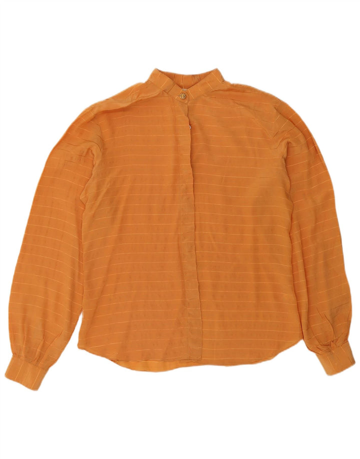 Vintage Damen Hemdbluse IT 46 Großes orange gestreiftes Polyester