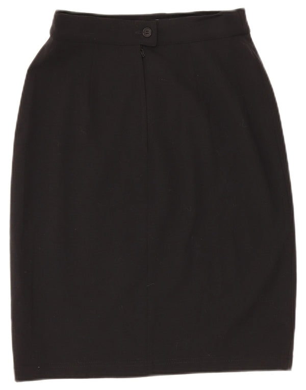 Max Mara Damen-Bleistiftrock mit hoher Taille, UK 14, Größe L, W28, schwarze Wolle